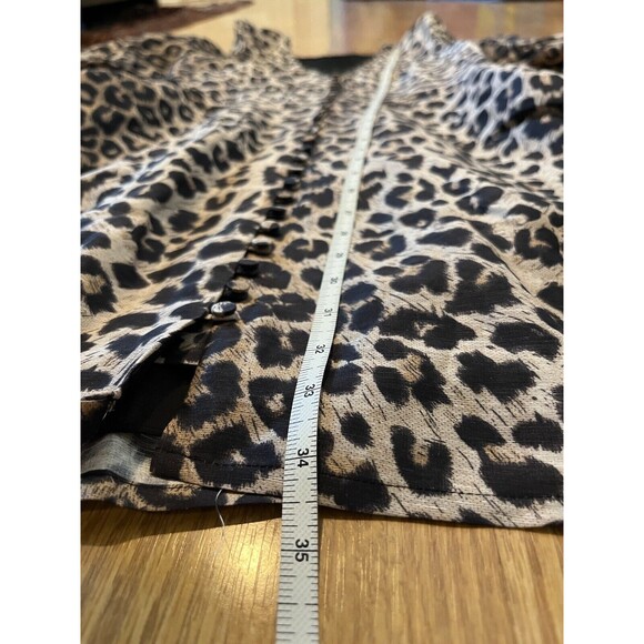 All Saints Ilora Leppo Leopard Print Silk Linen Blend 3/4 Sleeve Mini Dr… - Picture 10 of 11